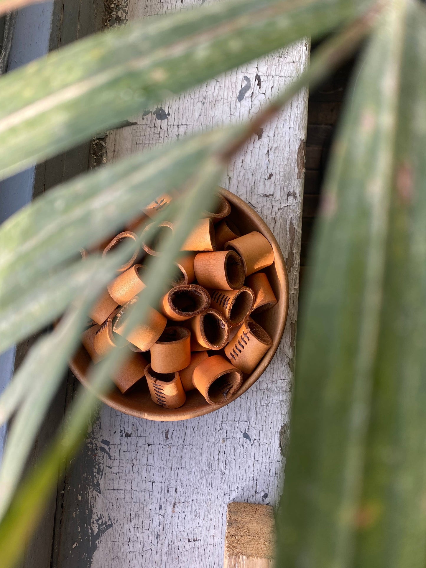 Naturally Dyed Leather Bolo Bandana Cuff