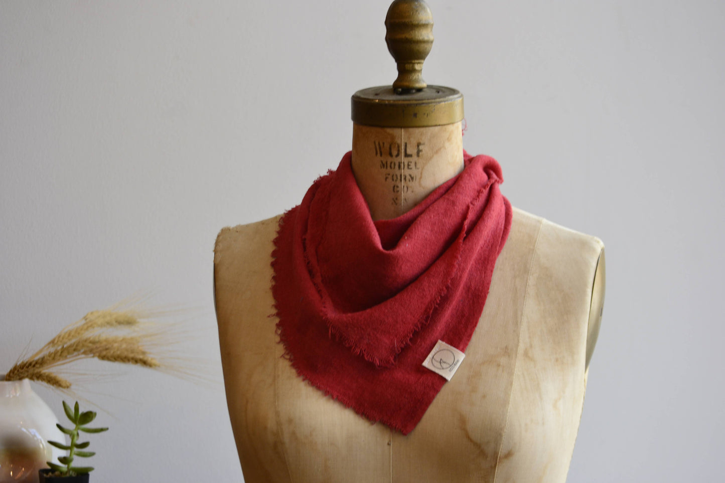 Poppy Red Solid Naturally Dyed Raw Silk Bandana