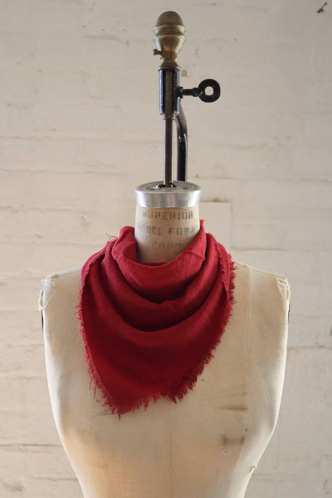 Poppy Red Solid Naturally Dyed Raw Silk Bandana