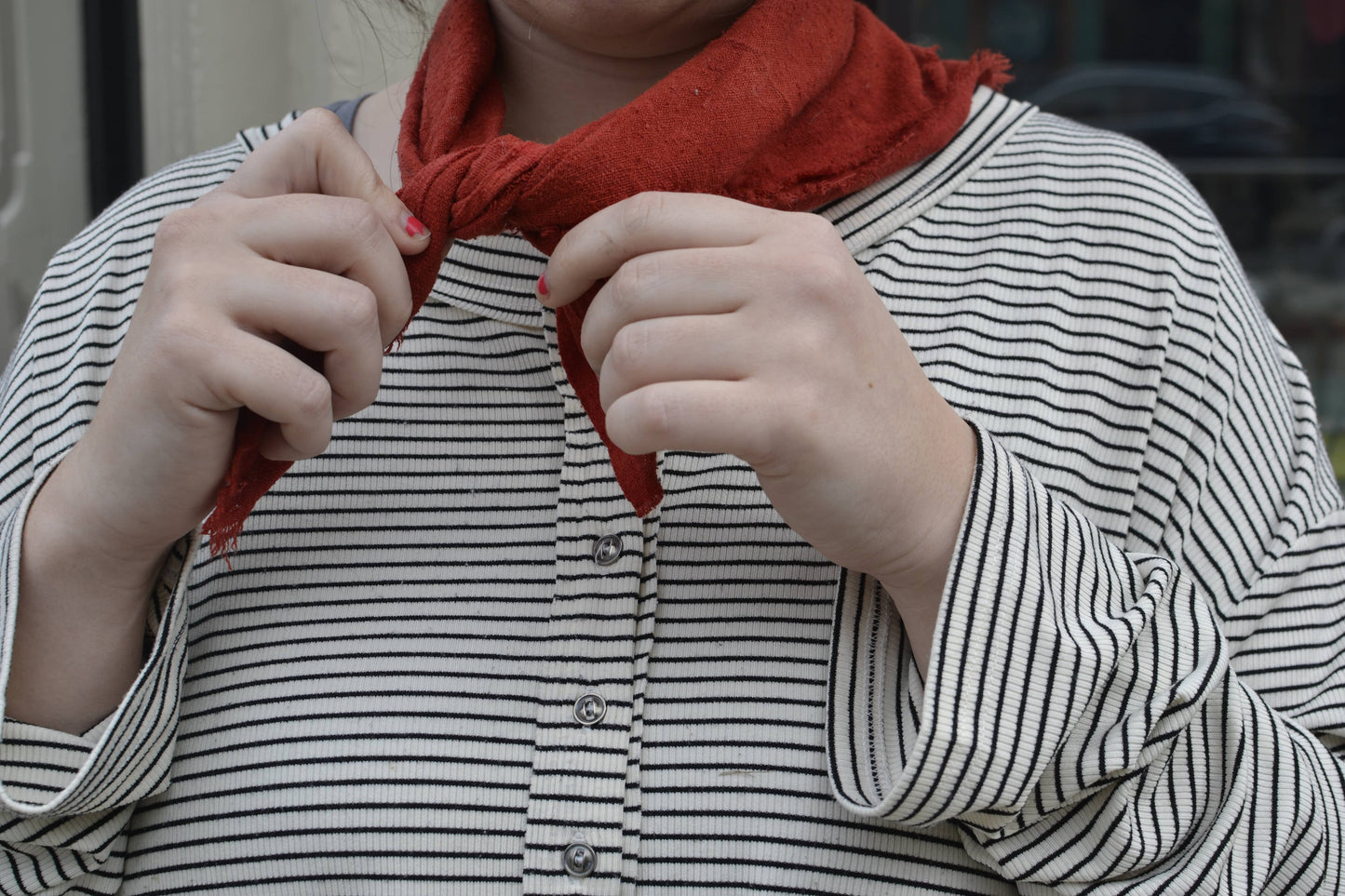 Poppy Red Solid Naturally Dyed Raw Silk Bandana