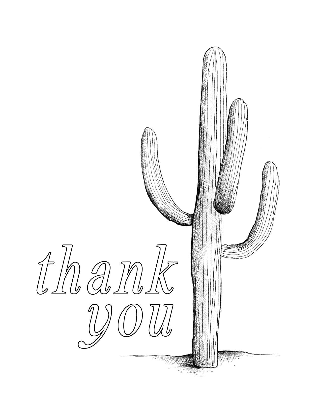 Cactus Thank You Card