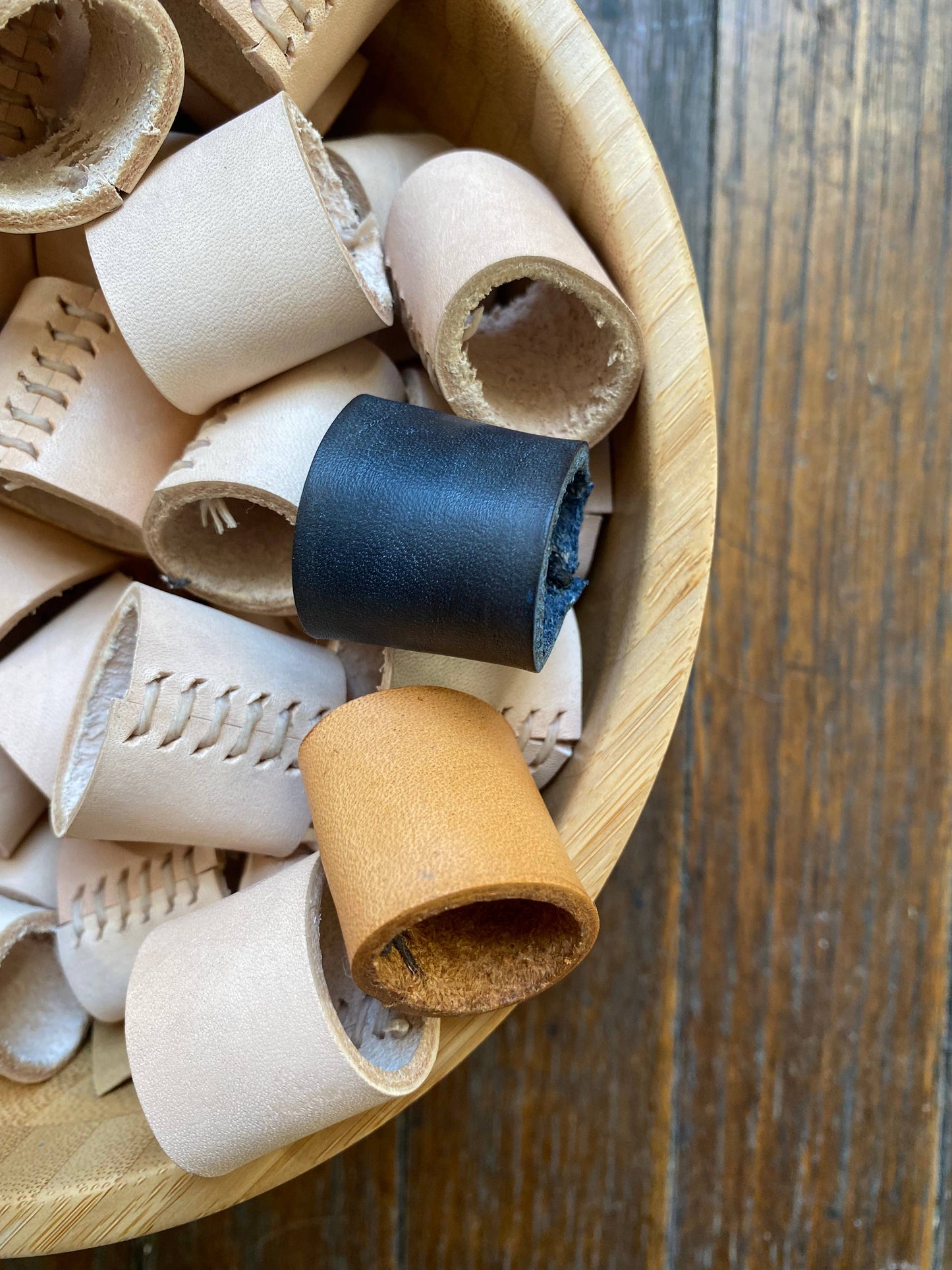 Naturally Dyed Leather Bolo Bandana Cuff