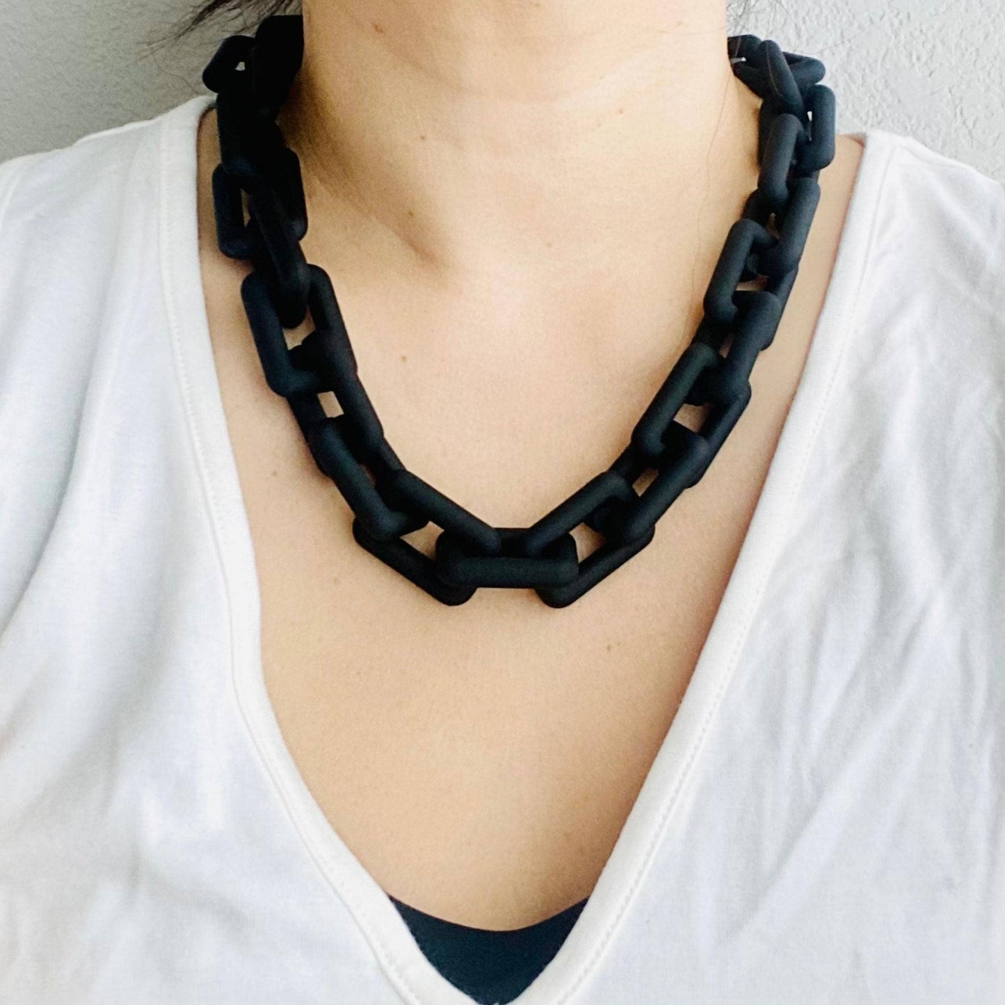 Chunky Chain Square Link Necklace | Boho Acrylic Jewelry