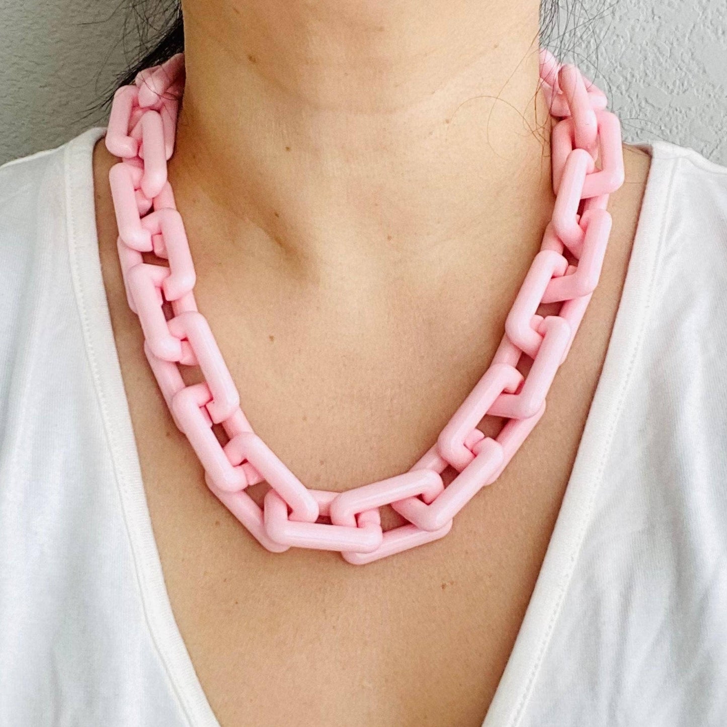 Chunky Chain Square Link Necklace | Boho Acrylic Jewelry