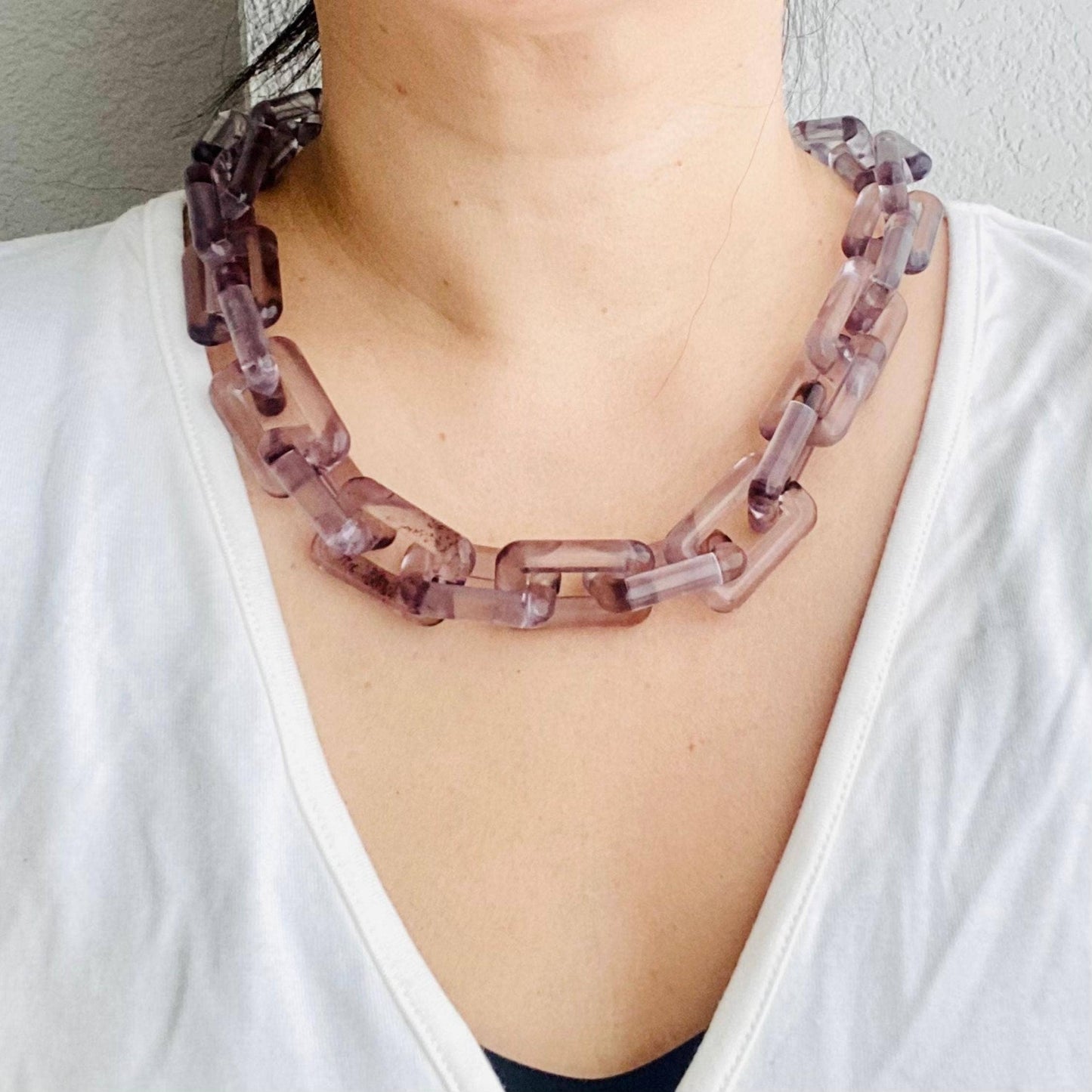 Chunky Chain Square Link Necklace | Boho Acrylic Jewelry