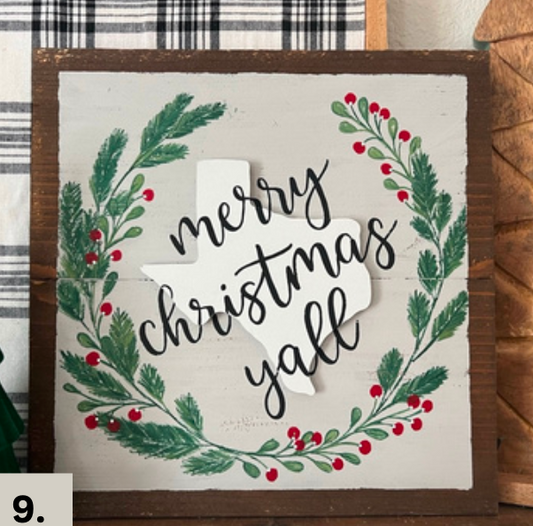 "Merry Christmas Y'all" Wooden Sign
