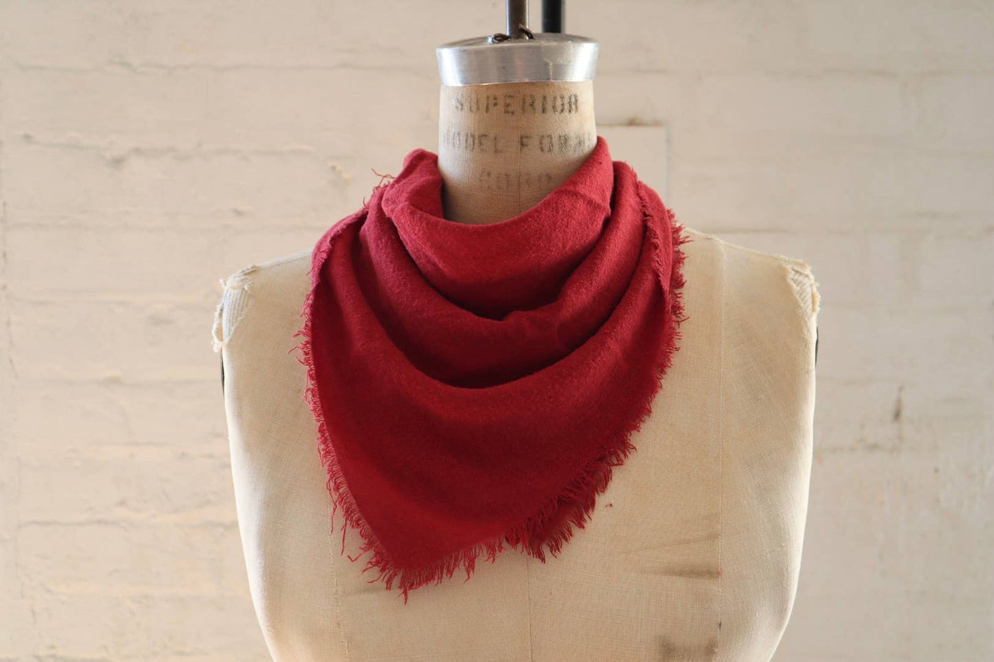 Poppy Red Solid Naturally Dyed Raw Silk Bandana