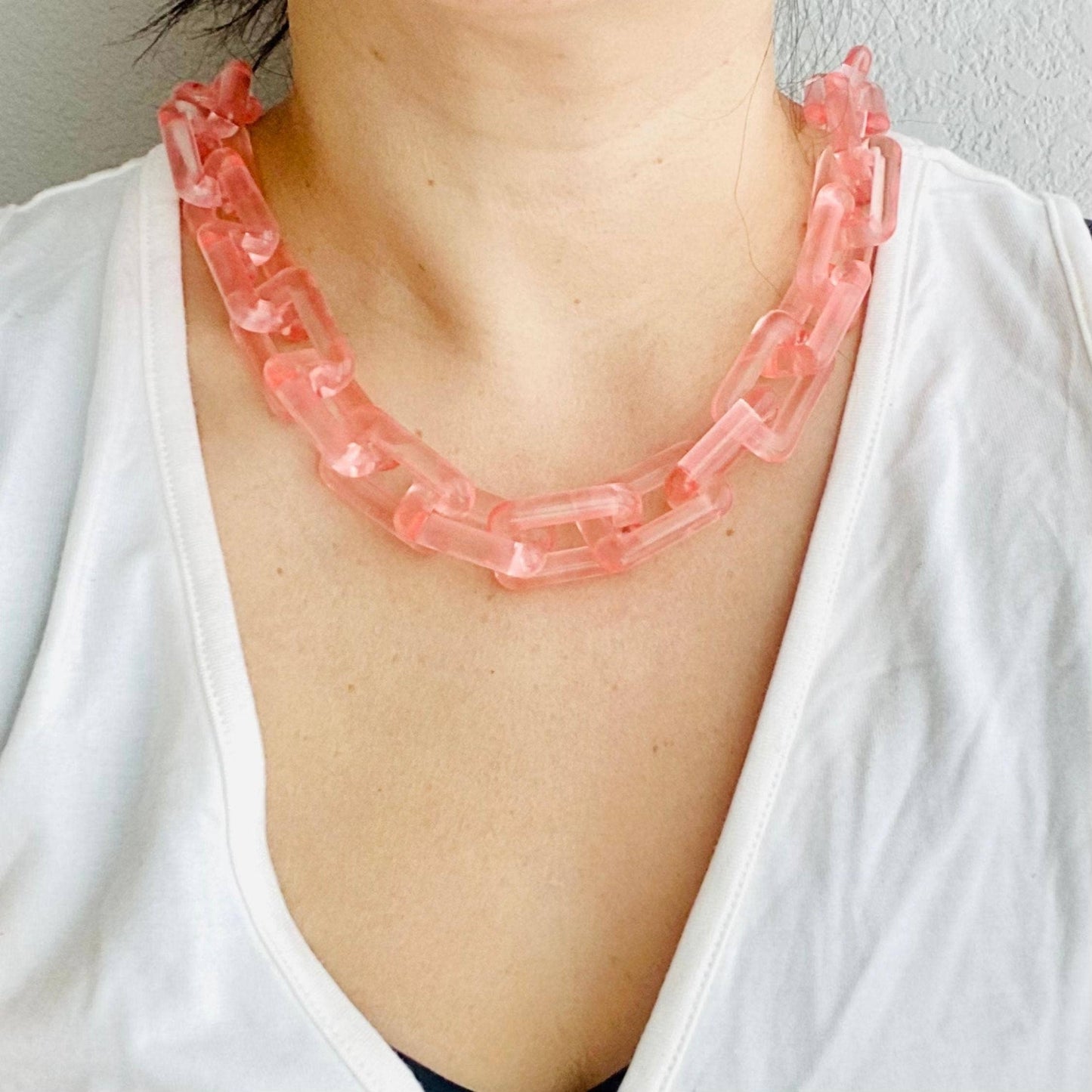 Chunky Chain Square Link Necklace | Boho Acrylic Jewelry