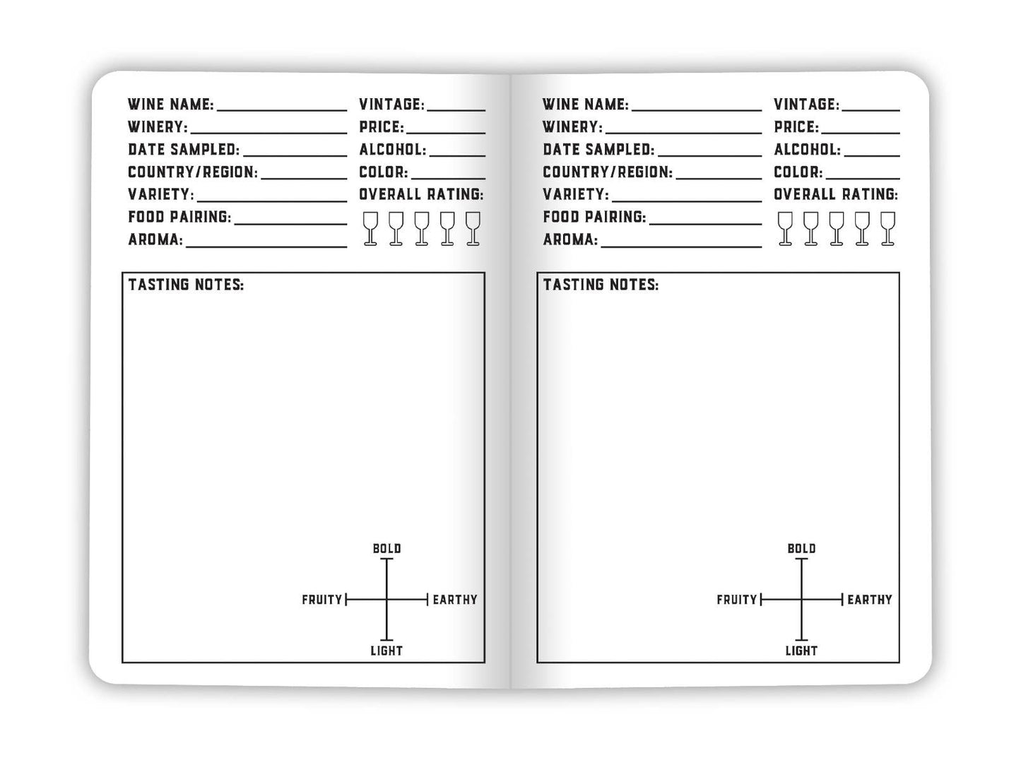 Wine Log Book - Set of two 20-page books