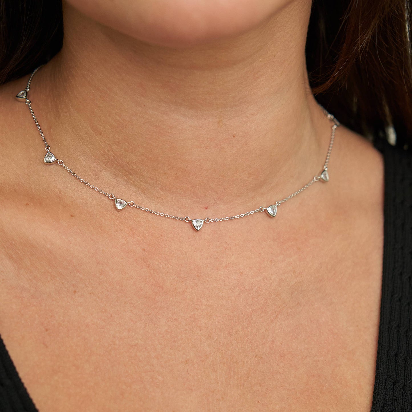 Silver CZ Drop Necklace