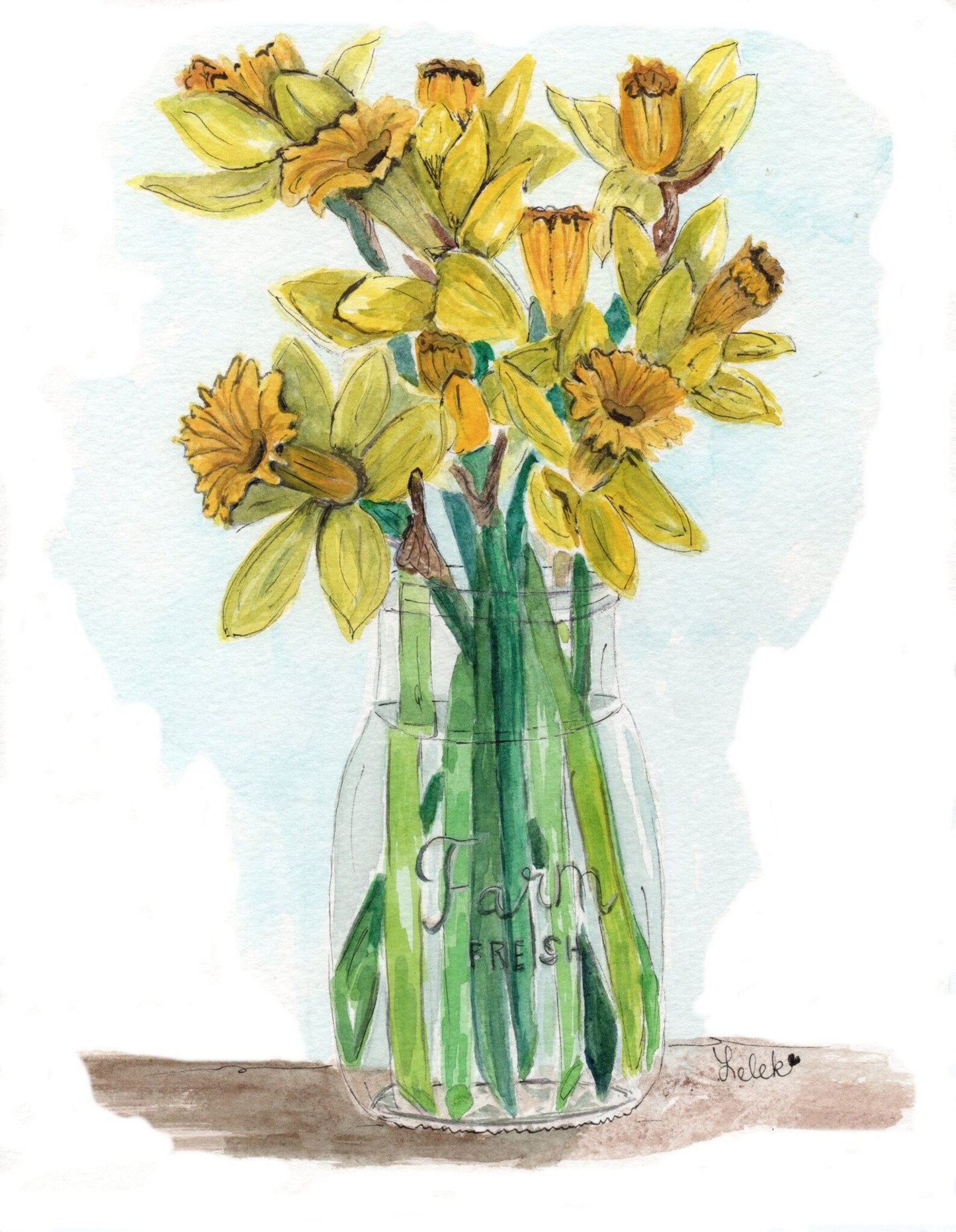 Daffodils in a Milk Jug 8x10 Print