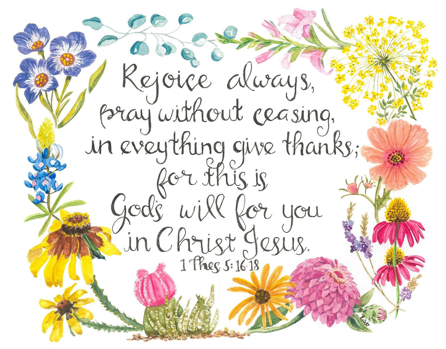 Rejoice Always Floral 8x10 Print