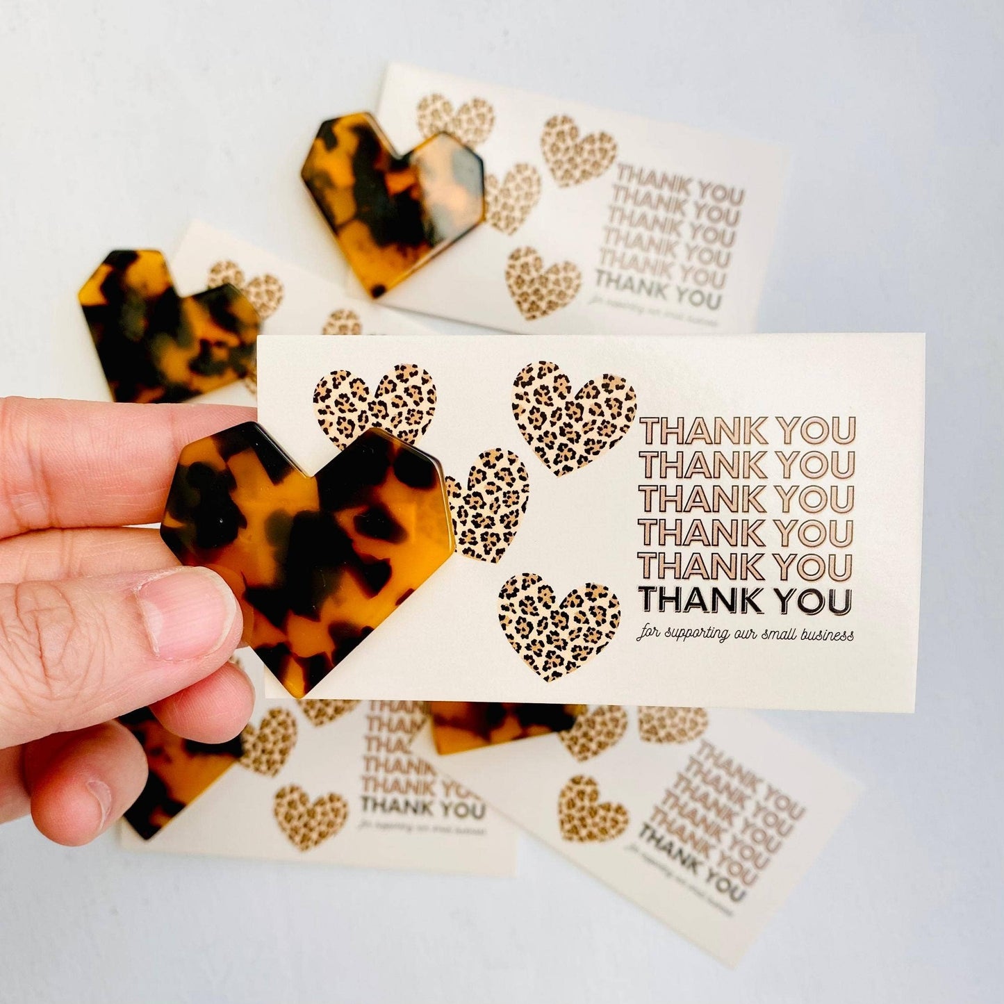 Leopard Heart Hair Clip | Thank You Card