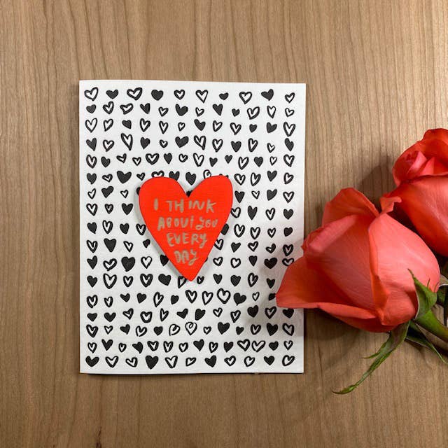 "I Think About You Every Day" Card with Heart Magnet