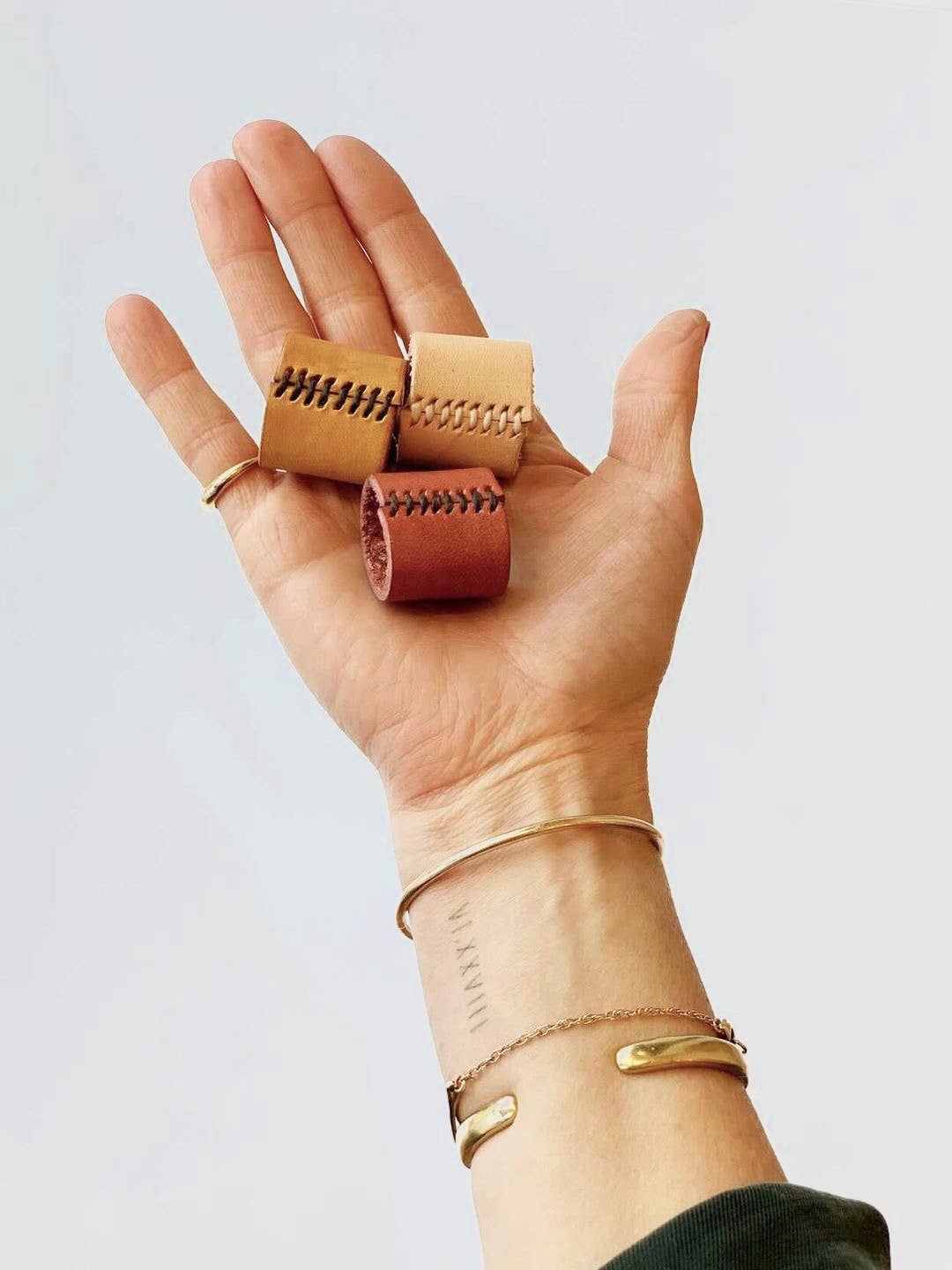 Naturally Dyed Leather Bolo Bandana Cuff