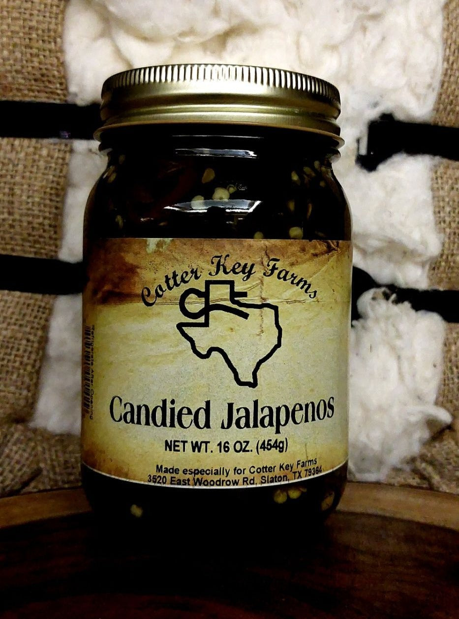 Cotter Key Farms, Lubbock, Texas, Out West Mercantile, Pecan Ridge, Slaton, Texas, Bakery, Gift Shop, Salsas, Sauces, Jams, Gift Items, Near Lubbock, candied jalepenos
