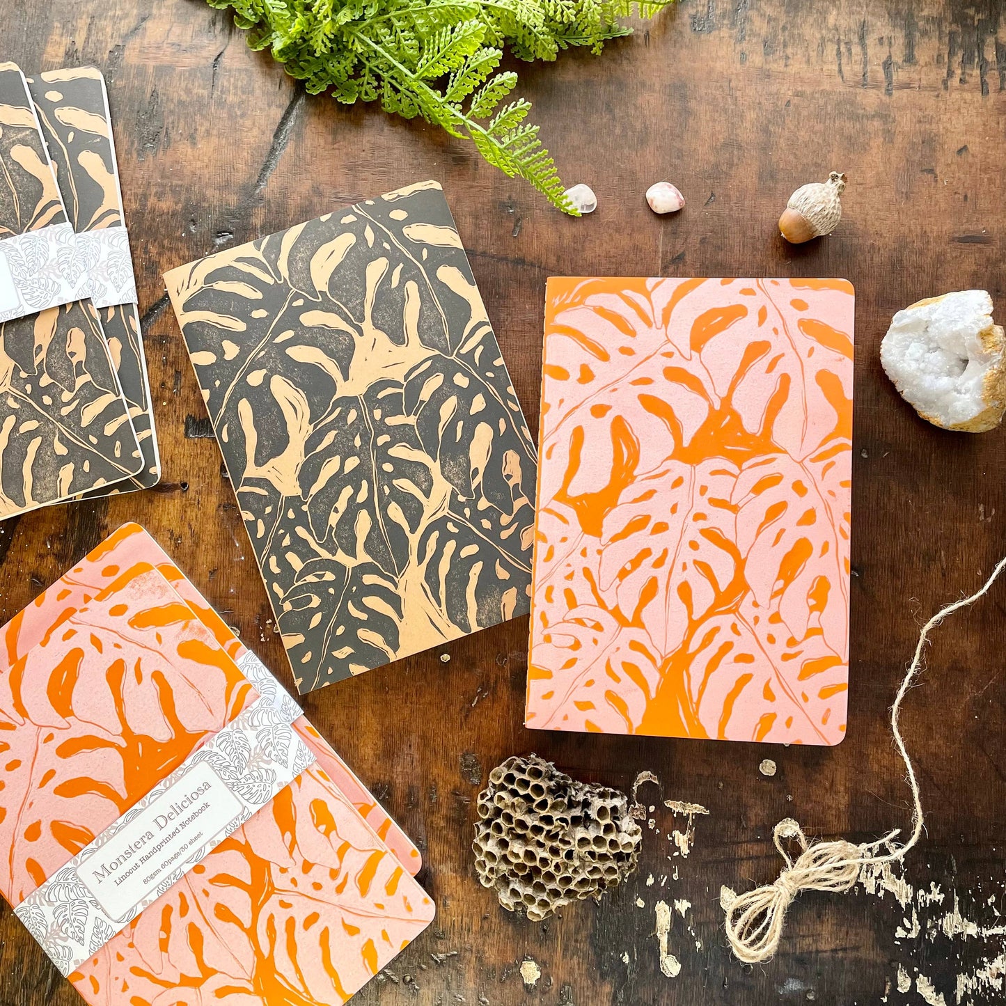 Monstera Deliciosa Handprinted Notebook