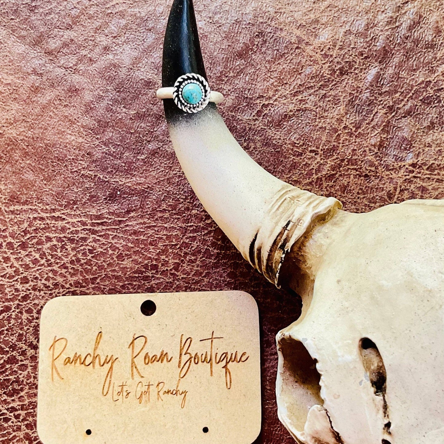 Dainty Turquoise Round Western Ring